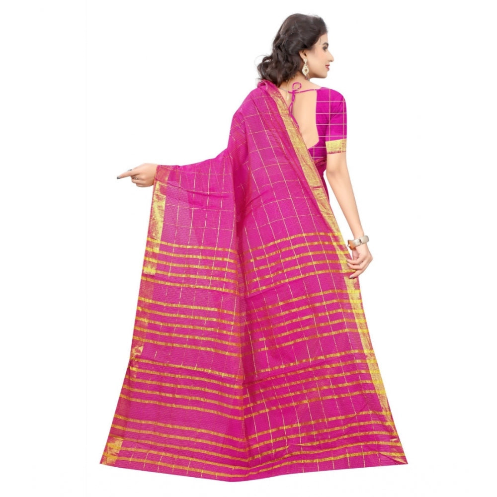 Clasymist Women's Jacquard Woven Saree With Unstitched Blouse 5.5Mtr (Pink)