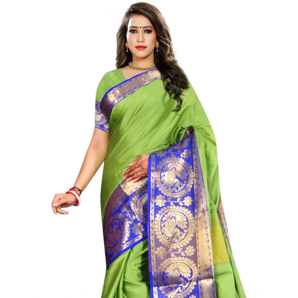 Clasymist Women's Jacquard Woven Saree With Unstitched Blouse 5.5Mtr (Green)