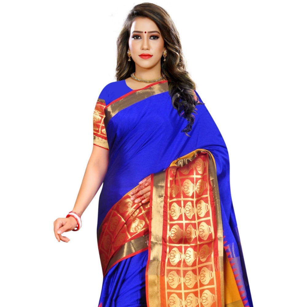 Clasymist Women's Jacquard Woven Saree With Unstitched Blouse 5.5Mtr (Blue)