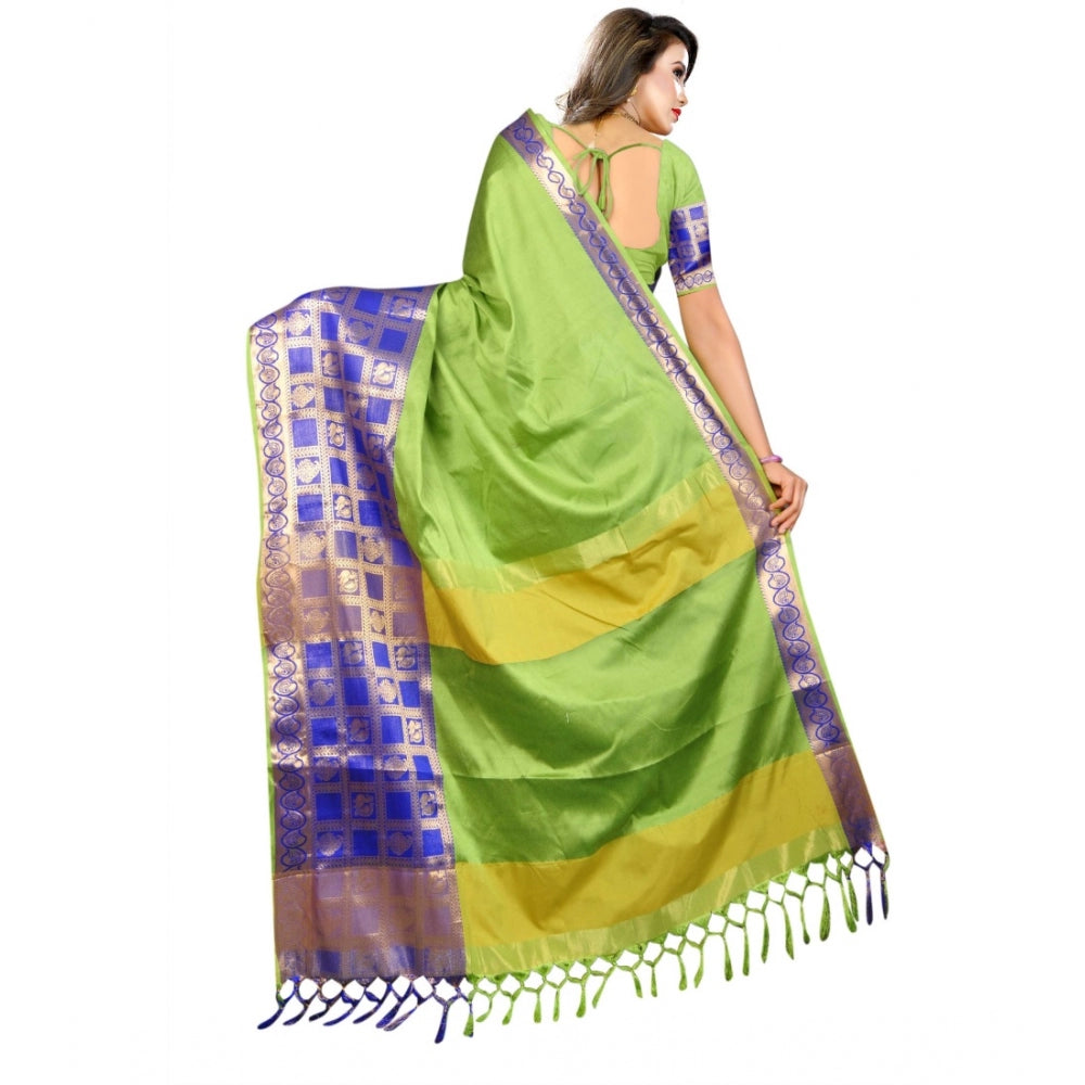 Clasymist Women's Jacquard Woven Saree With Unstitched Blouse 5.5Mtr (Green)