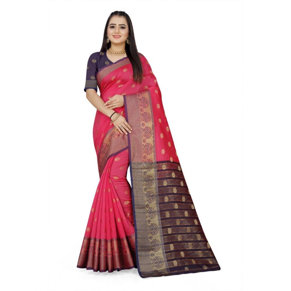 Clasymist Women's Jacquard Woven Saree With Unstitched Blouse 5.5Mtr (Multicolor)