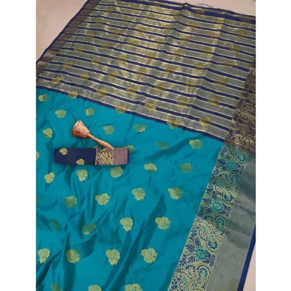 Clasymist Women's Silk Blend Woven Saree With Unstitched Blouse 5.5Mtr (Green)