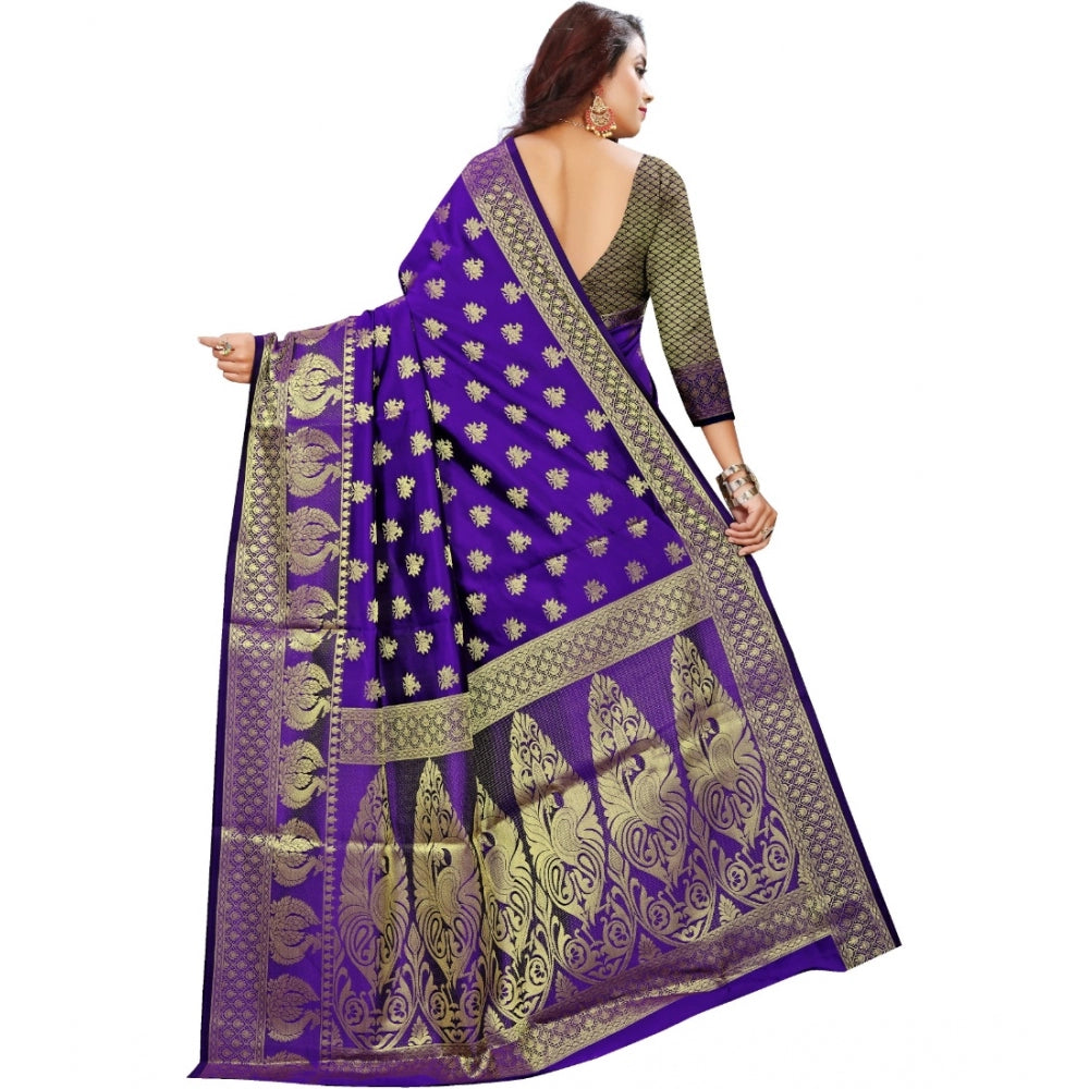 Clasymist Women's Jacquard Woven Saree With Unstitched Blouse 5.5Mtr (Purple)