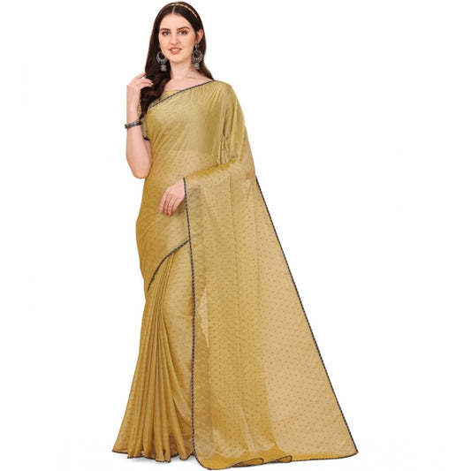 Clasymist Women's Silk Blend Embellished Saree With Unstitched Blouse 5.5Mtr (Cream)