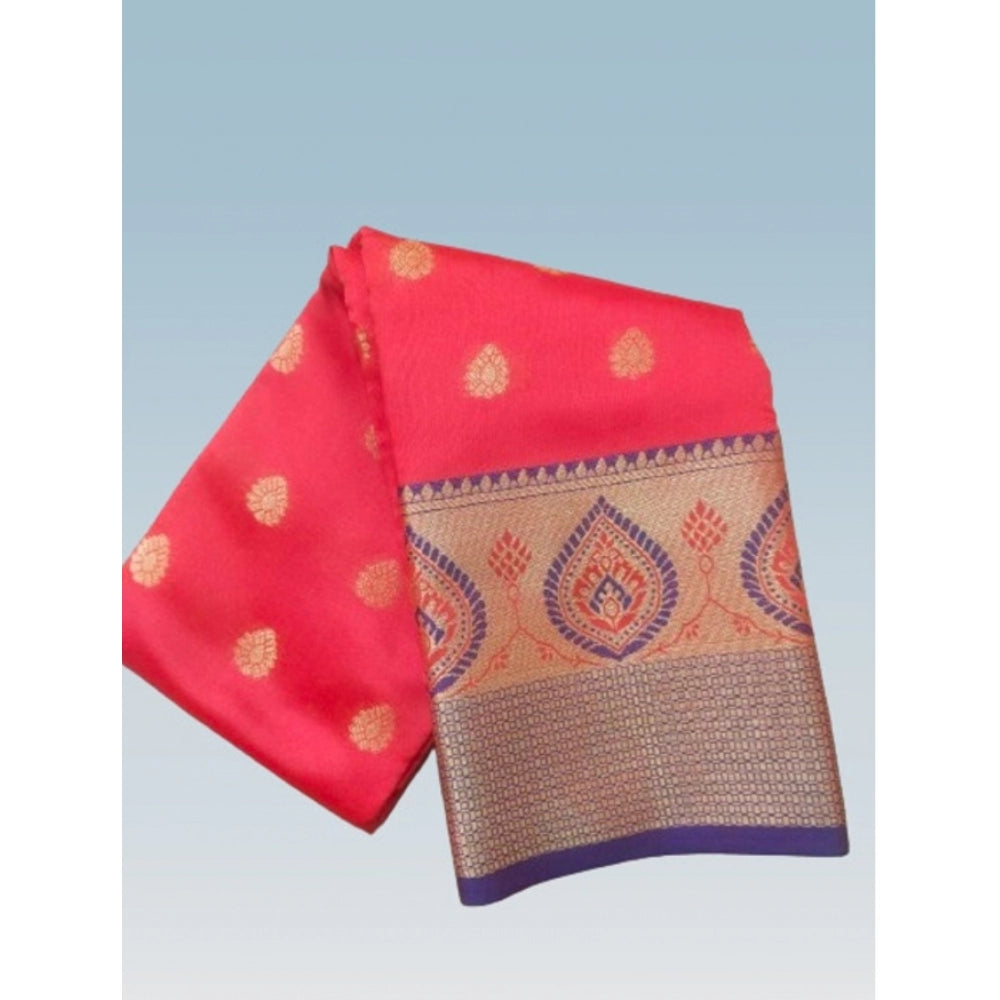 Clasymist Women's Silk Blend Woven Saree With Unstitched Blouse 5.5Mtr (Red)