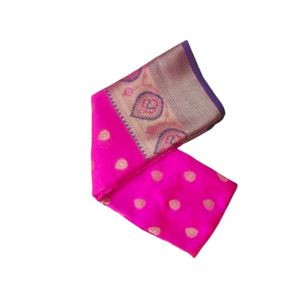 Clasymist Women's Silk Blend Woven Saree With Unstitched Blouse 5.5Mtr (Pink)