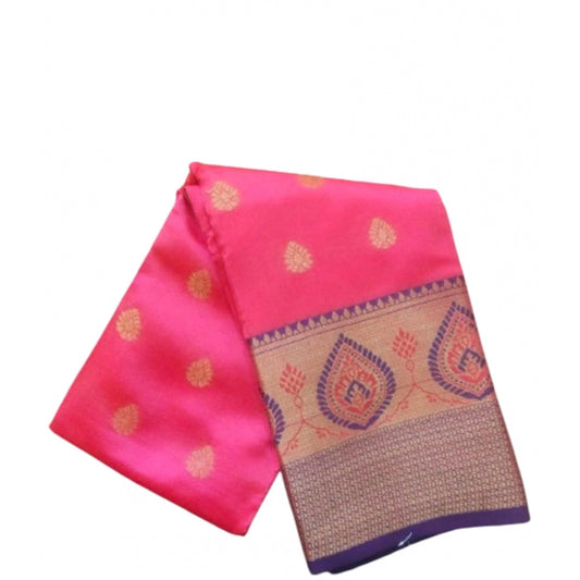 Clasymist Women's Silk Blend Woven Saree With Unstitched Blouse 5.5Mtr (Pink)