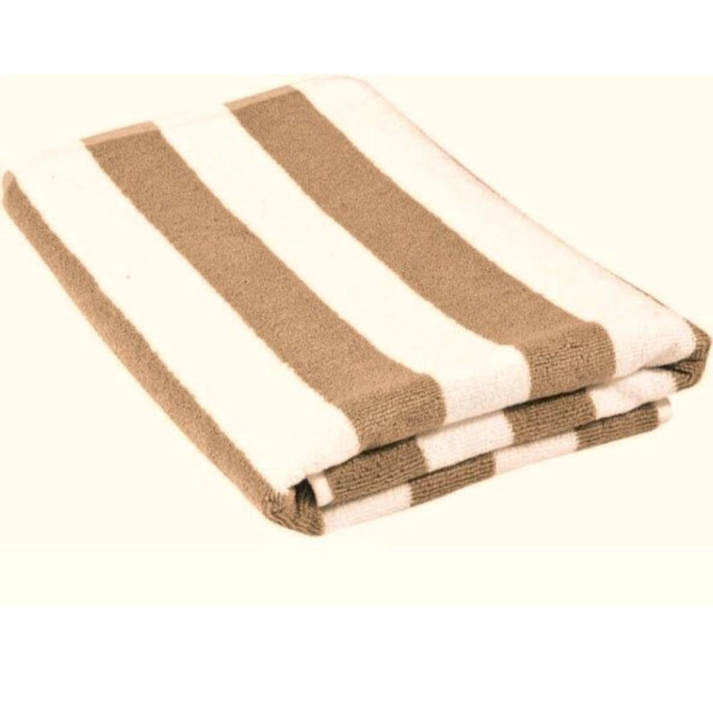 Clasymist Cotton Striped Bath Towels (Beige &amp; White, Size: 36x71 In)