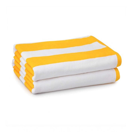 Clasymist Cotton Solid Bath Towels (Yellow &amp; White, Size: 36x71 In)