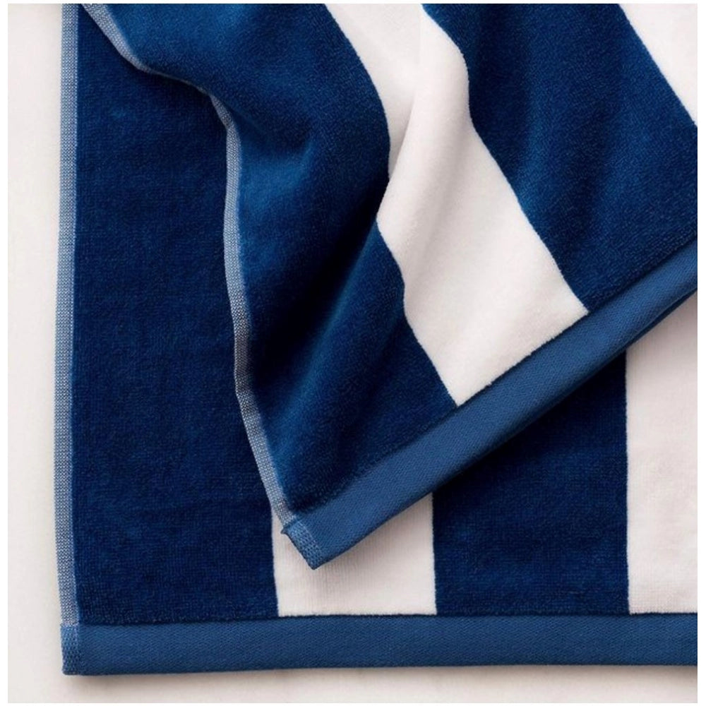 Clasymist Cotton Solid Bath Towels (Blue &amp; White, Size: 36x71 In)