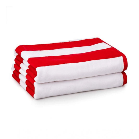 Clasymist Cotton Striped Bath Towels (Red &amp; White, Size: 36x71 In)