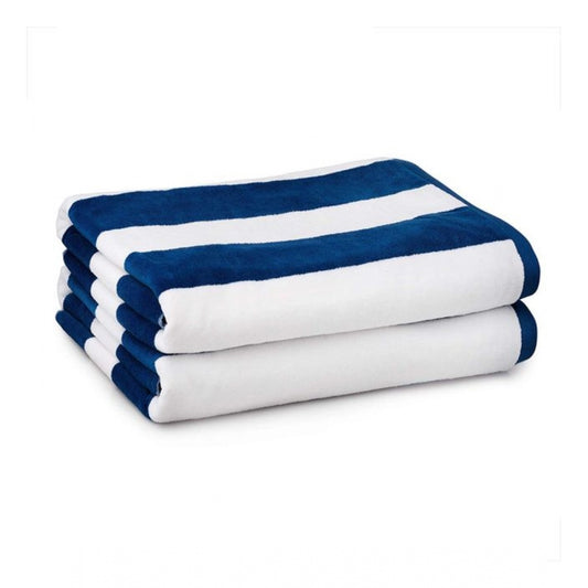 Clasymist Cotton Solid Bath Towels (Blue &amp; White, Size: 36x71 In)