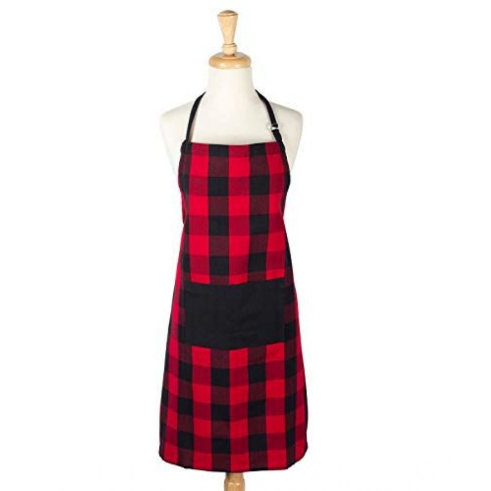 Clasymist Cotton Printed Aprons (Red, Size: 28x32 In)