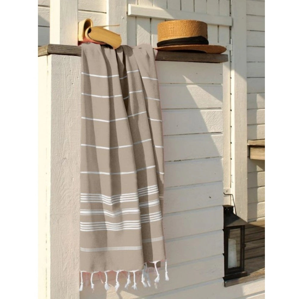 Clasymist Cotton Striped Bath Towels (Cream, Size: 30x59 In)