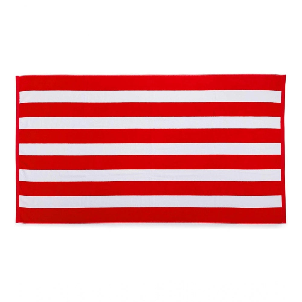 Clasymist Cotton Striped Bath Towels (Red &amp; White, Size: 36x71 In)