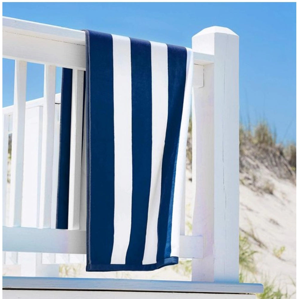 Clasymist Cotton Solid Bath Towels (Blue &amp; White, Size: 36x71 In)