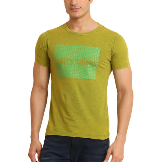 Clasymist Men's Casual Cotton Printed Round Neck Half Sleeve T-Shirt (Green)