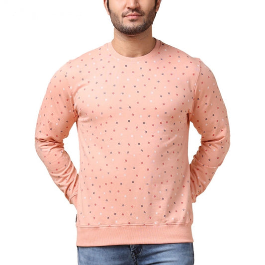 Clasymist Men's Casual Cotton Printed Round Neck Full Sleeve Sweat Shirt (Peach)