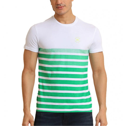 Clasymist Men's Casual Cotton Printed Round Neck Half Sleeve T-Shirt (Green)