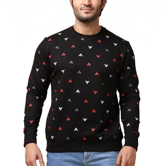 Clasymist Men's Casual Cotton Printed Round Neck Full Sleeve Sweat Shirt (Black)