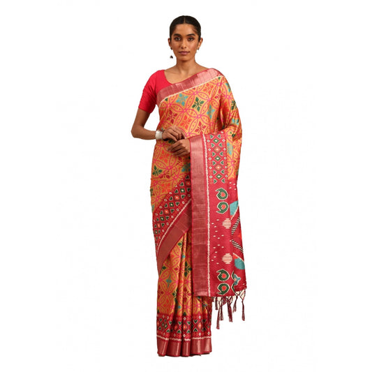 Clasymist Women's Cotton Printed Saree With Unstitched Blouse 5.5Mtr (Multicolor)