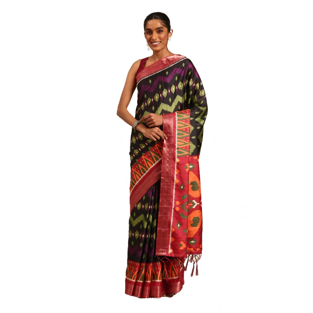 Clasymist Women's Cotton Printed Saree With Unstitched Blouse 5.5Mtr (Multicolor)