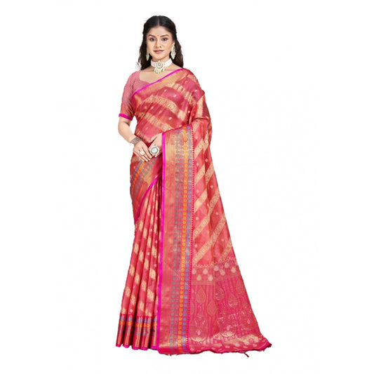 Clasymist Women's Silk Woven Design Saree With Unstitched Blouse 5.5Mtr (Pink)