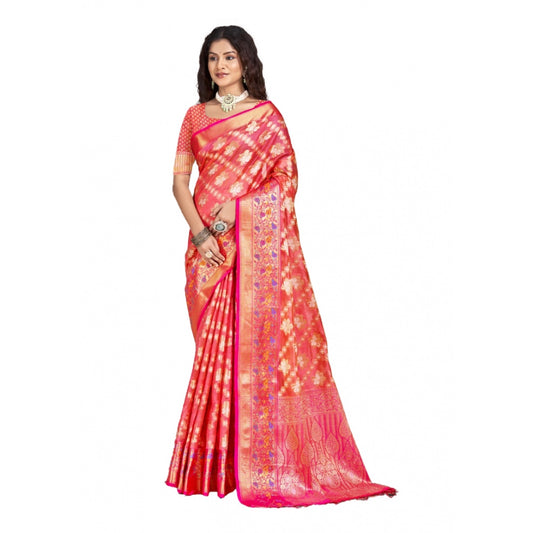 Clasymist Women's Silk Woven Design Saree With Unstitched Blouse 5.5Mtr (Pink)