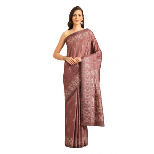 Clasymist Women's Cotton Printed Saree With Unstitched Blouse 5.5Mtr (OnionPink)