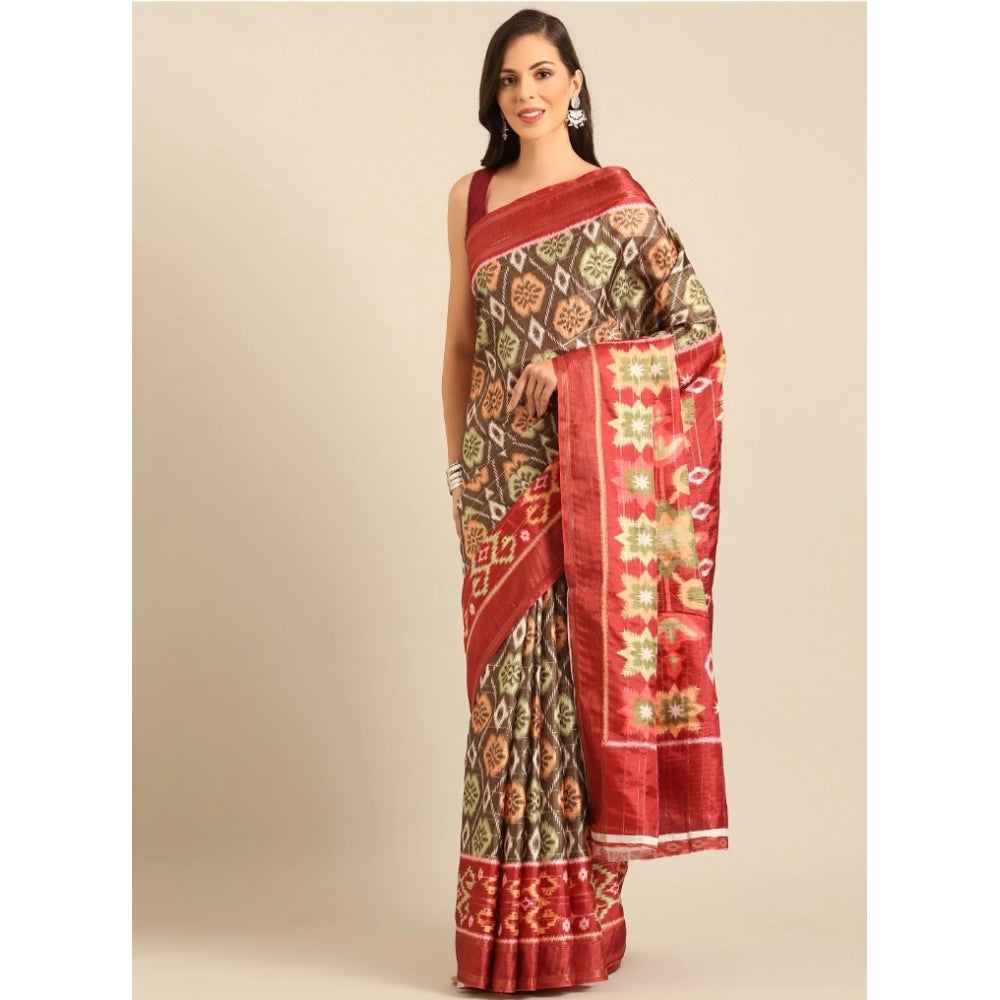 Clasymist Women's Cotton Printed Saree With Unstitched Blouse 5.5Mtr (Multicolor)