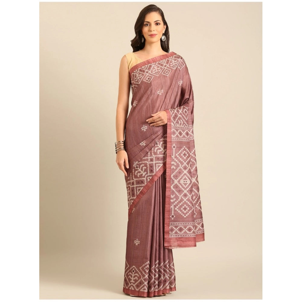 Clasymist Women's Cotton Printed Saree With Unstitched Blouse 5.5Mtr (OnionPink)