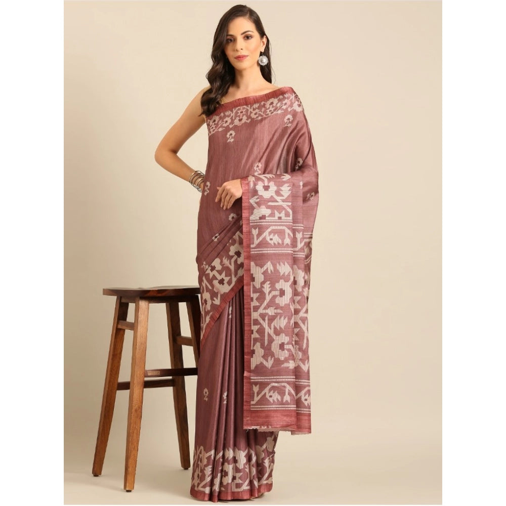 Clasymist Women's Cotton Printed Saree With Unstitched Blouse 5.5Mtr (OnionPink)