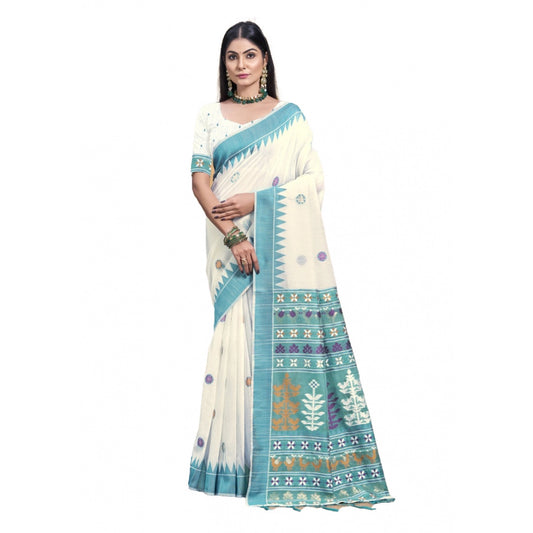 Clasymist Women's Cotton Printed Saree With Unstitched Blouse 5.5Mtr (Multicolor)