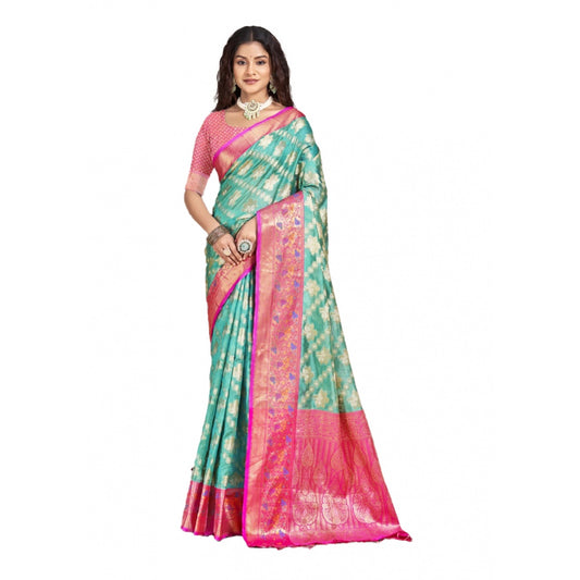 Clasymist Women's Silk Woven Design Saree With Unstitched Blouse 5.5Mtr (Green)