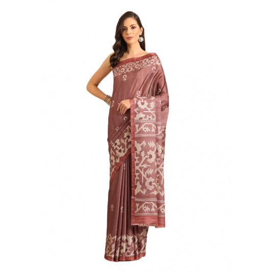 Clasymist Women's Cotton Printed Saree With Unstitched Blouse 5.5Mtr (OnionPink)