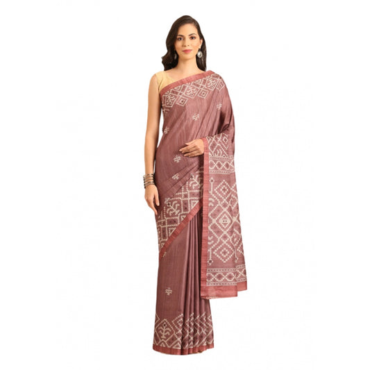 Clasymist Women's Cotton Printed Saree With Unstitched Blouse 5.5Mtr (OnionPink)