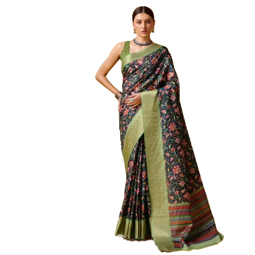 Clasymist Women's Cotton Printed Saree With Unstitched Blouse 5.5Mtr (Multicolor)