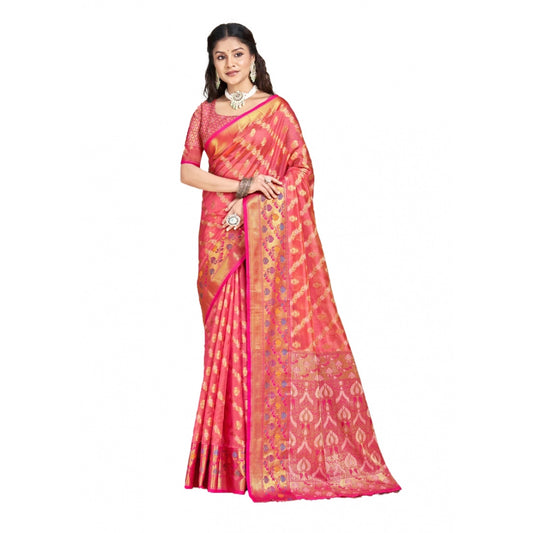 Clasymist Women's Silk Woven Design Saree With Unstitched Blouse 5.5Mtr (Pink)