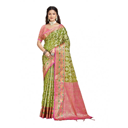 Clasymist Women's Silk Woven Design Saree With Unstitched Blouse 5.5Mtr (Green)