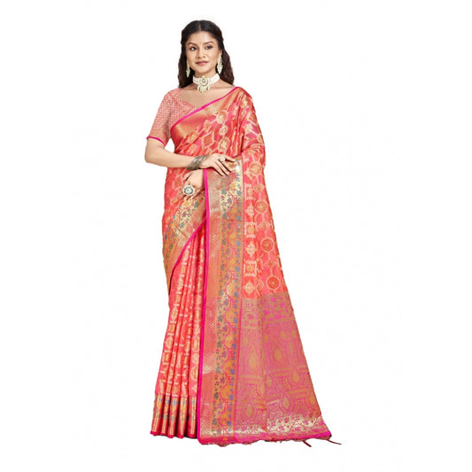 Clasymist Women's Silk Woven Design Saree With Unstitched Blouse 5.5Mtr (Pink)