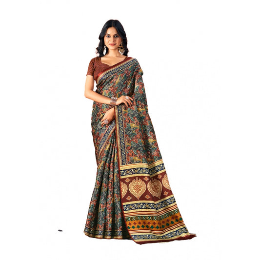 Clasymist Women's Polyester Printed Saree With Unstitched Blouse 5.5Mtr (Multicolor)