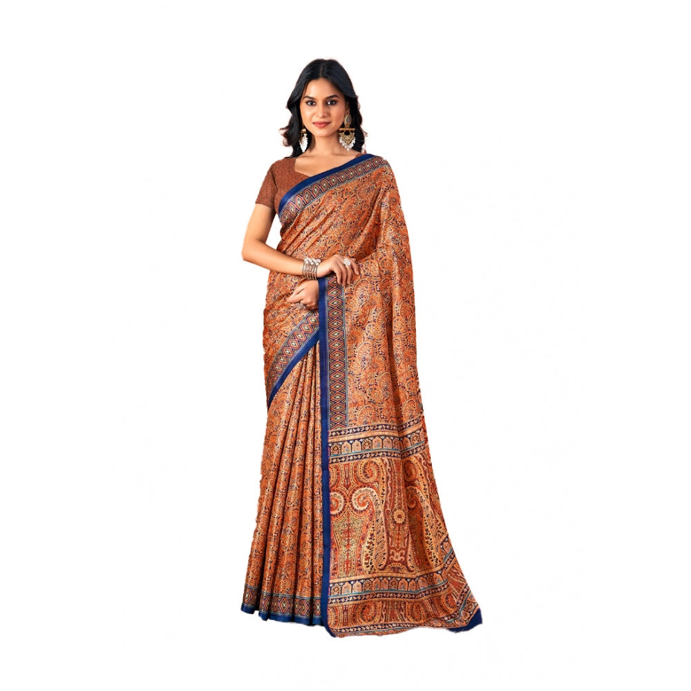 Clasymist Women's Polyester Printed Saree With Unstitched Blouse 5.5Mtr (Multicolor)