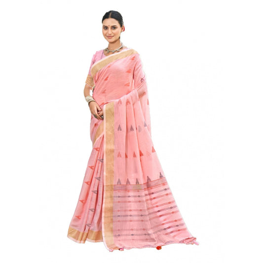 Clasymist Women's Cotton Printed Saree With Unstitched Blouse 5.5Mtr (Pink)