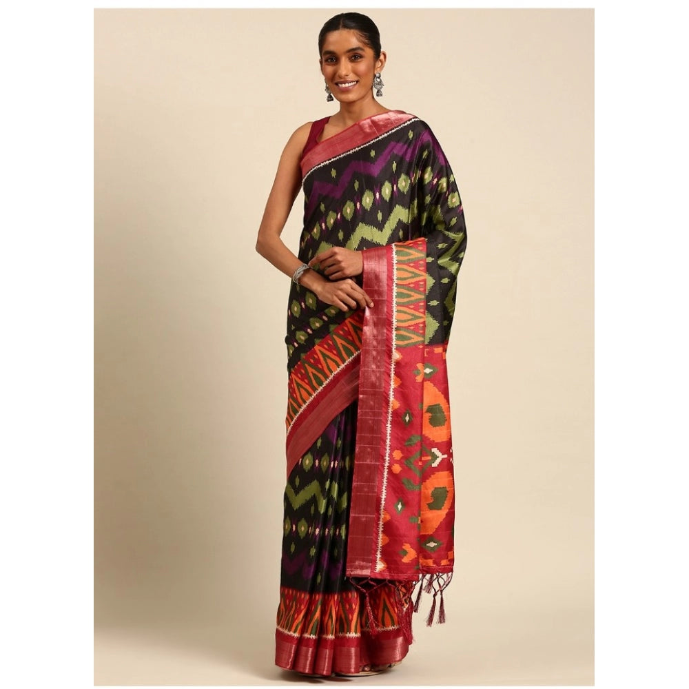 Clasymist Women's Cotton Printed Saree With Unstitched Blouse 5.5Mtr (Multicolor)