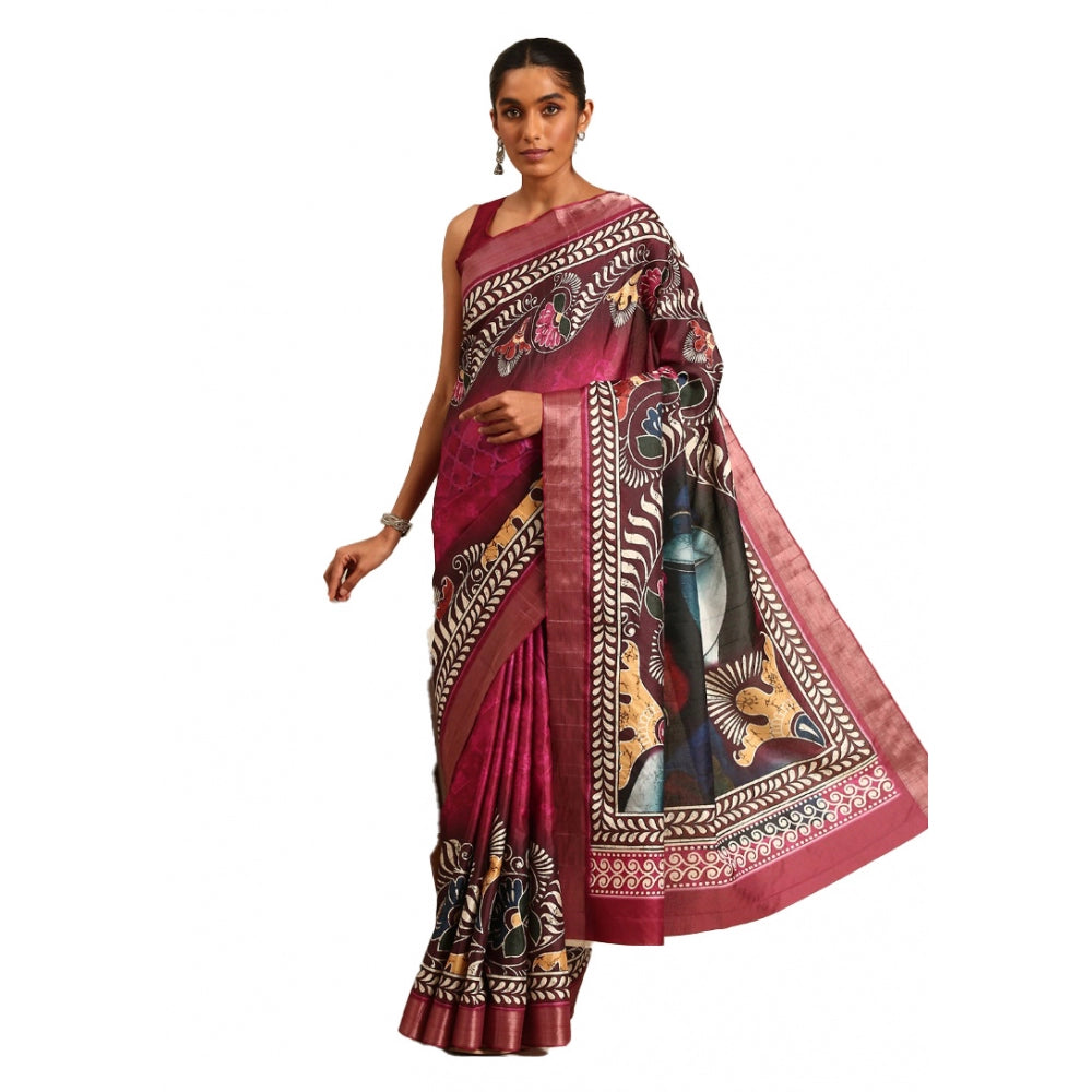 Clasymist Women's Cotton Printed Saree With Unstitched Blouse 5.5Mtr (Multicolor)