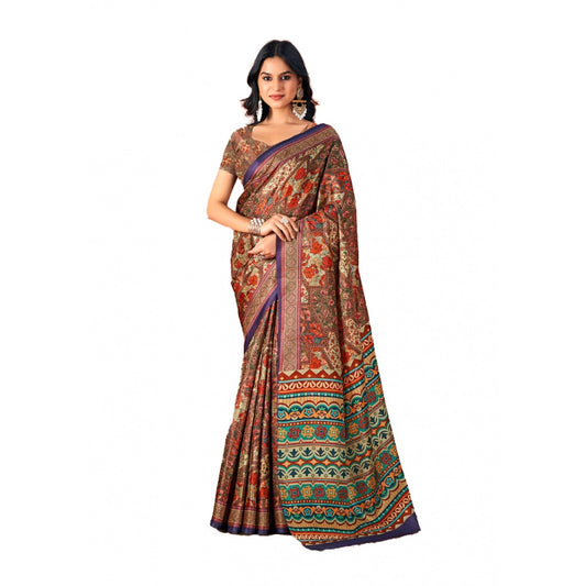 Clasymist Women's Polyester Printed Saree With Unstitched Blouse 5.5Mtr (Multicolor)