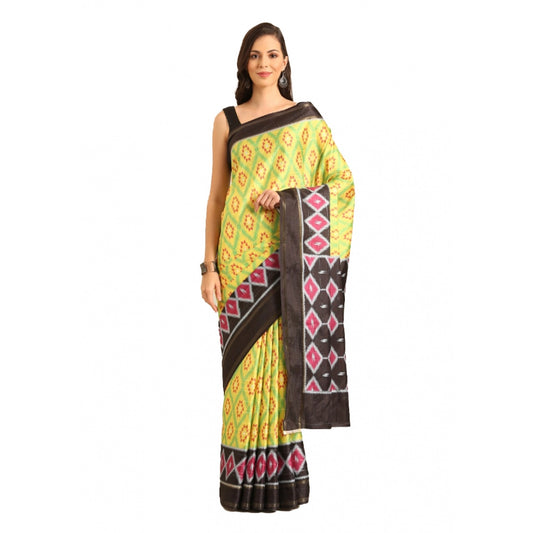 Clasymist Women's Cotton Printed Saree With Unstitched Blouse 5.5Mtr (Yellow)