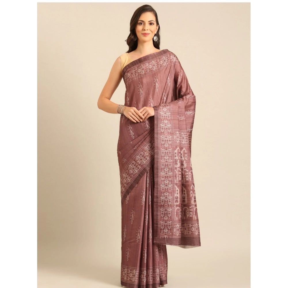 Clasymist Women's Cotton Printed Saree With Unstitched Blouse 5.5Mtr (OnionPink)