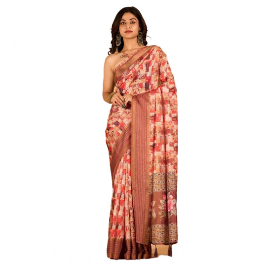 Clasymist Women's Digital Printed Saree With Unstitched Blouse (Multicolor, 5-5 Mtrs)