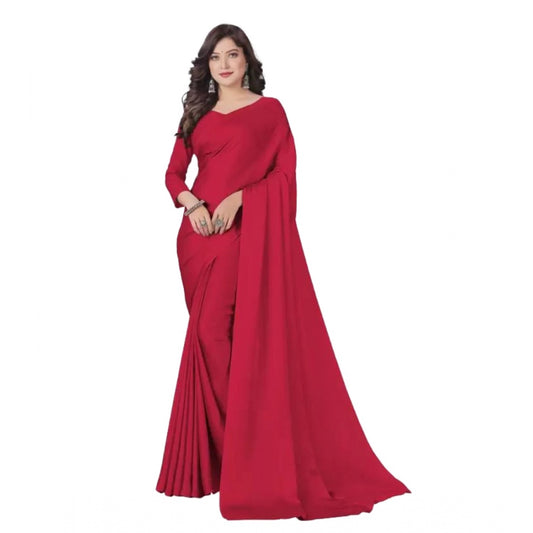 Clasymist Women's Georgette Printed Saree With Unstitched Blouse (Red, 5-5 Mtrs)